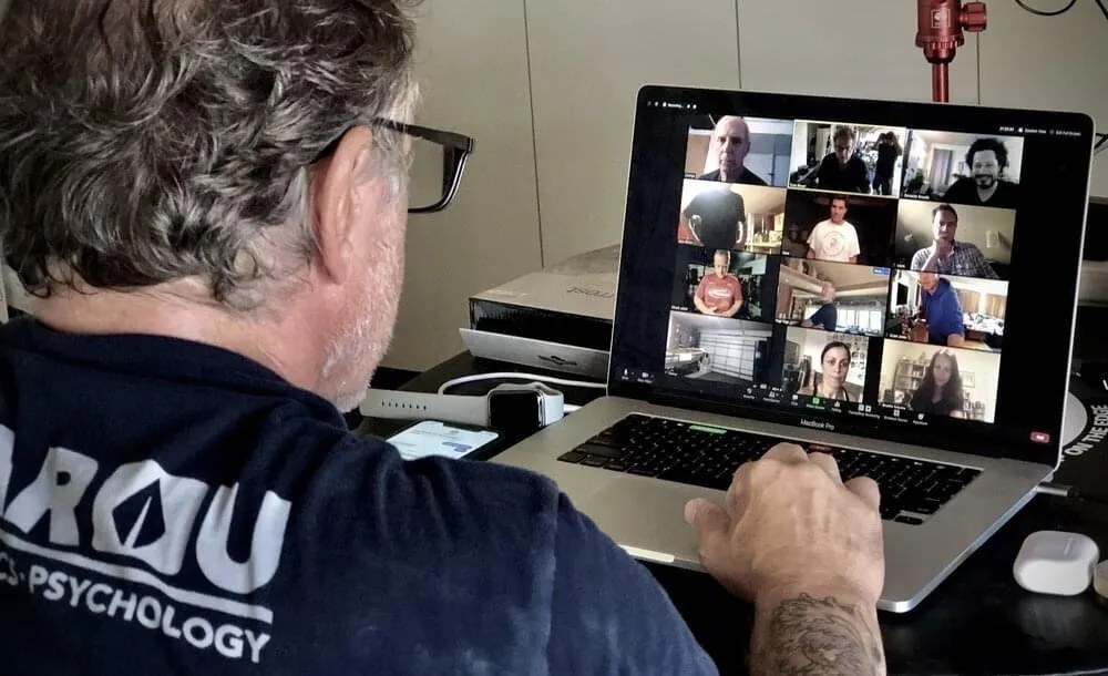 Coach Tony Blauer running a live online training session