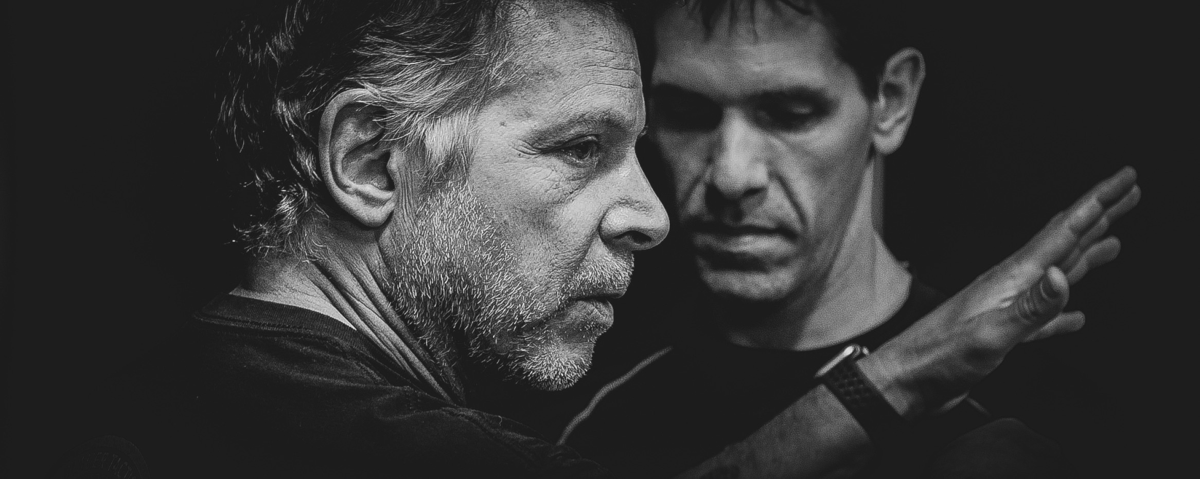 Tony Blauer teaching SPEAR System® - dramatic black and white